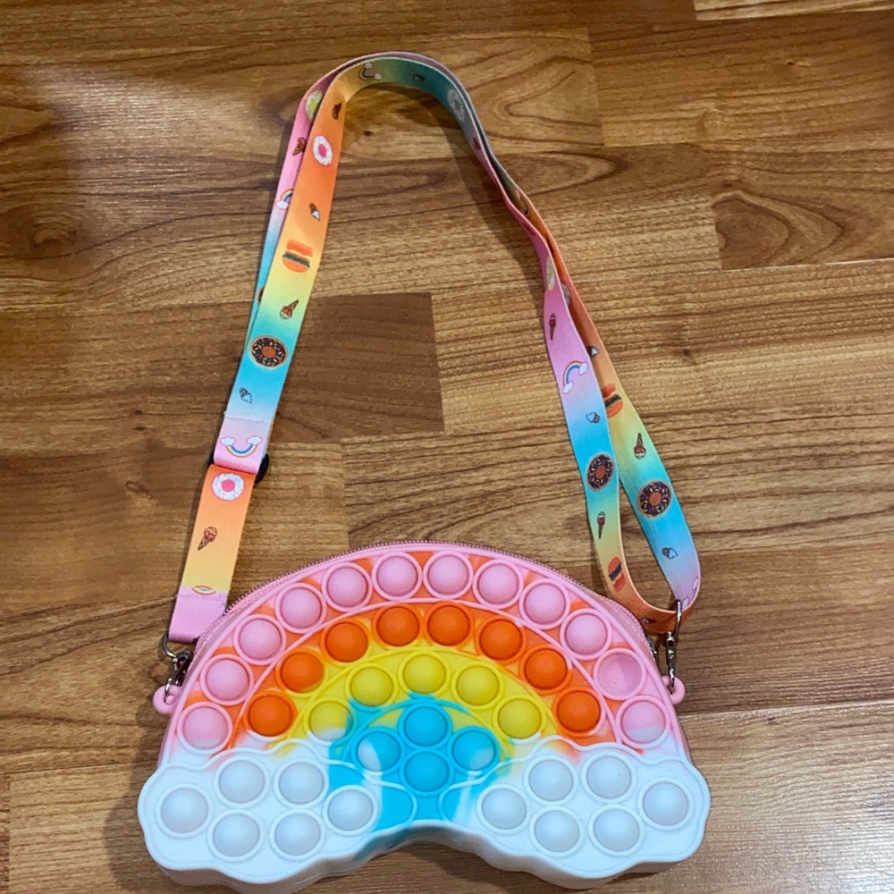Colorful Rainbow Pop It Kids purse Bag